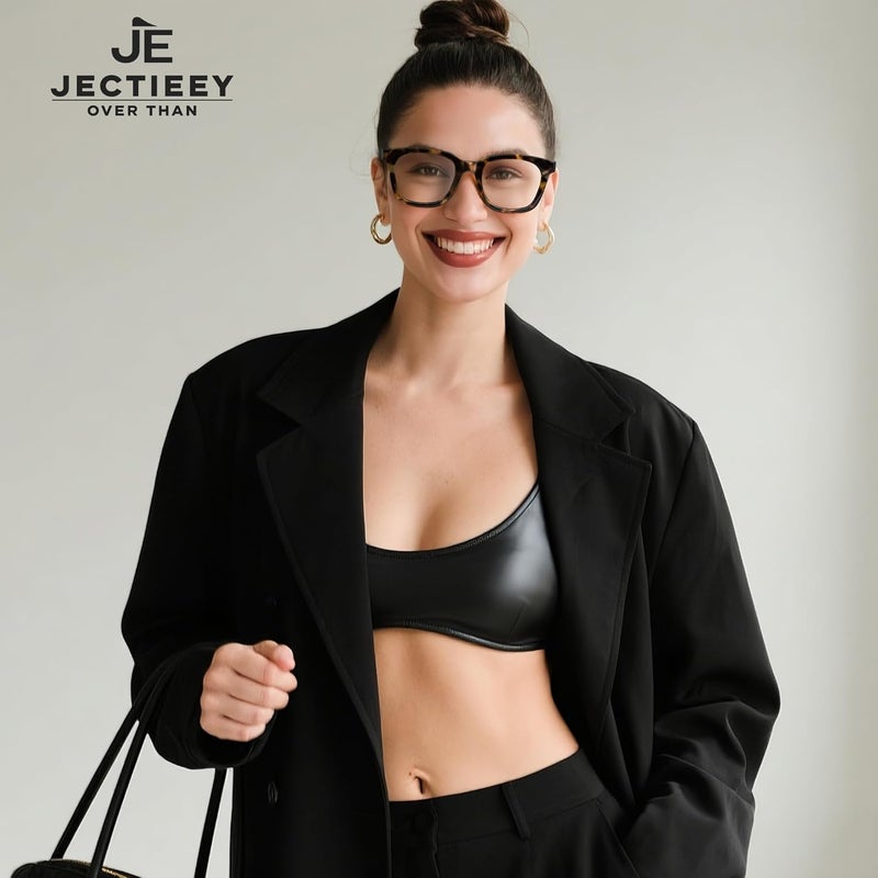 Jectieey Blue Light Blocking Glasses for Women Men,Oversize Fashion Squre Anti Eyestrain Glasses for Gaming/Reading/TV - Image 2